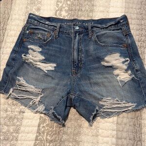 American Eagle Outfitters Women's Distressed Blue Denim Shorts